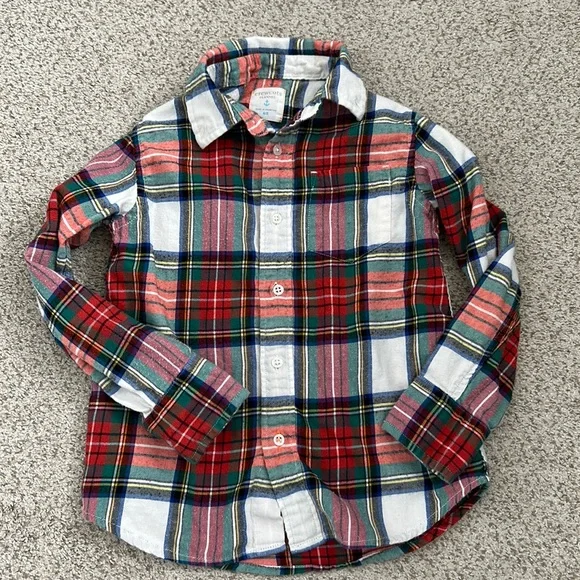 🌟J. Crew Kids Flannel Plaid Shirt “Snowy Stewart Tartan”, 4-5T (x-small)🌟 - Picture 2 of 7